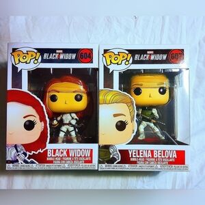 Funko Pop 604 BLACK WIDOW 607 YELENA BELOVA Snowsuit w Cases FREE POP Included!